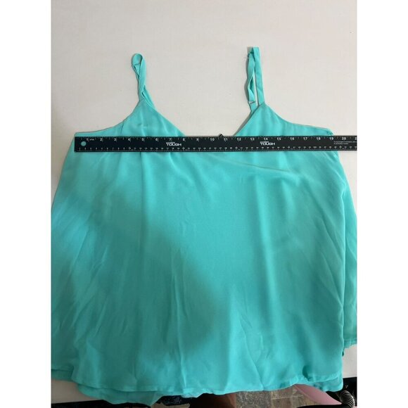 Torrid Sz 00 (US 10 M/L) Turquoise Camisole Top Flowy Blouse Double Layers - Picture 6 of 6